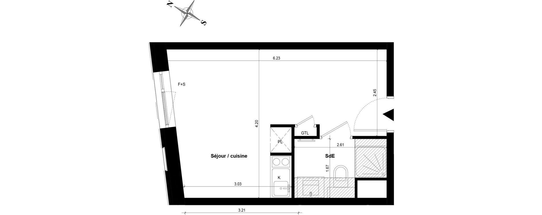 Appartement T1 de 23,87 m2 &agrave; Guyancourt Centre
