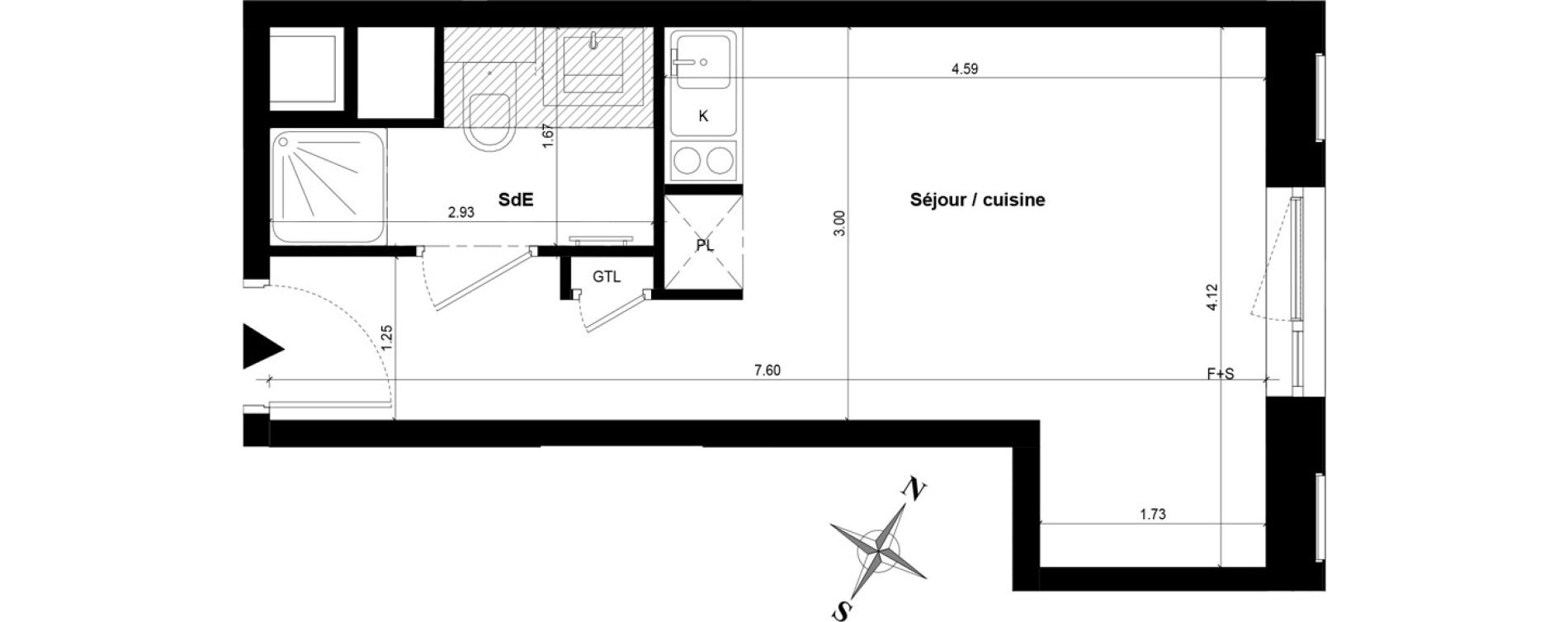 Appartement T1 de 22,98 m2 &agrave; Guyancourt Centre