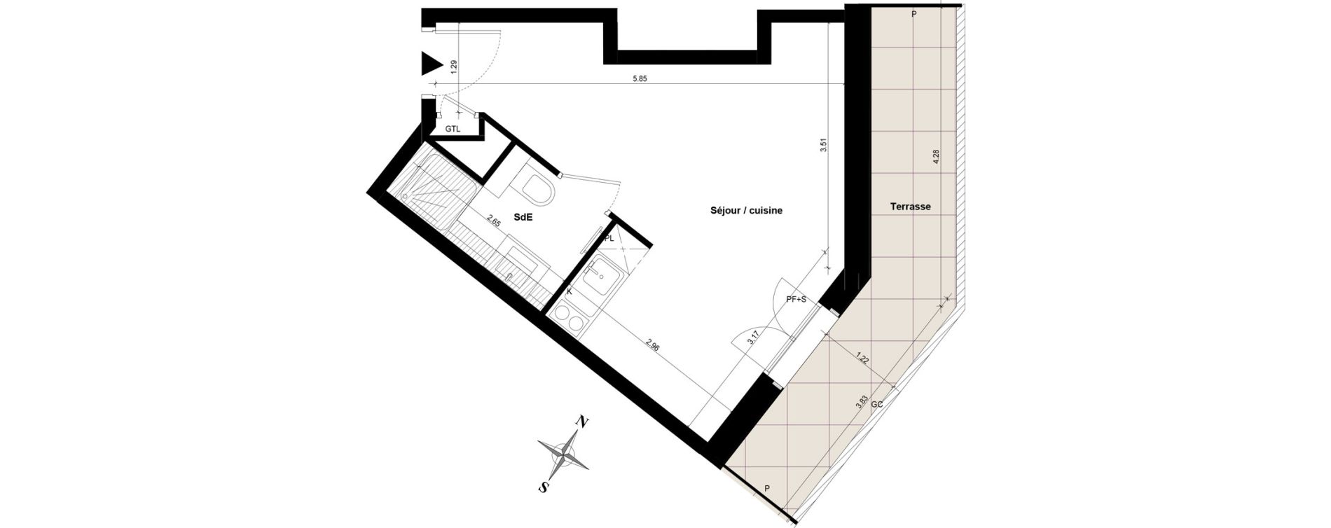 Appartement T1 de 24,72 m2 &agrave; Guyancourt Centre