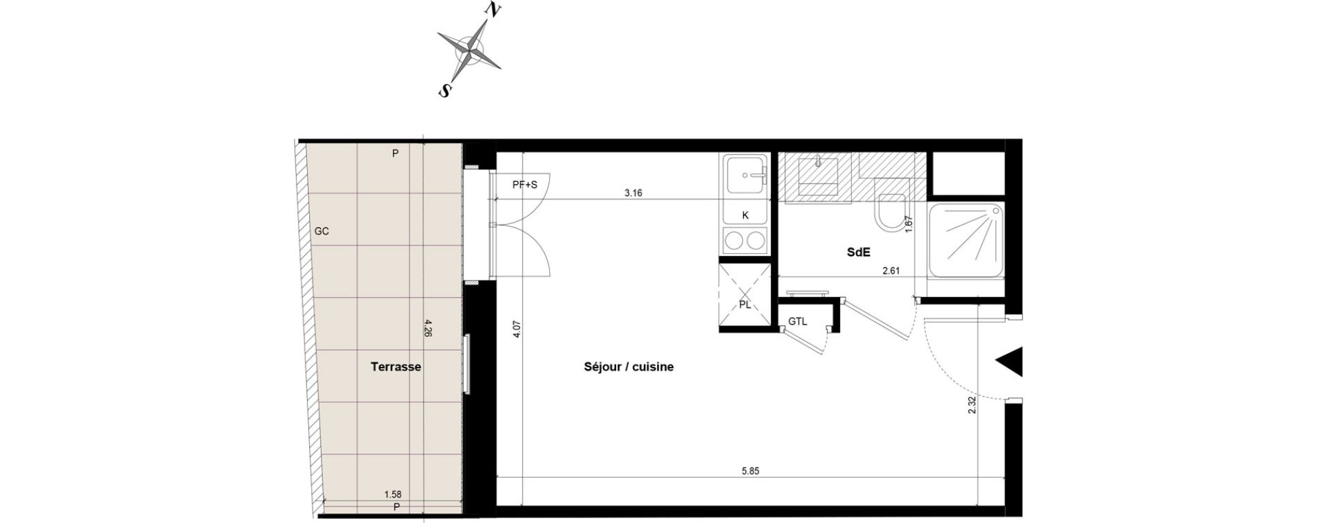 Appartement T1 de 22,59 m2 &agrave; Guyancourt Centre