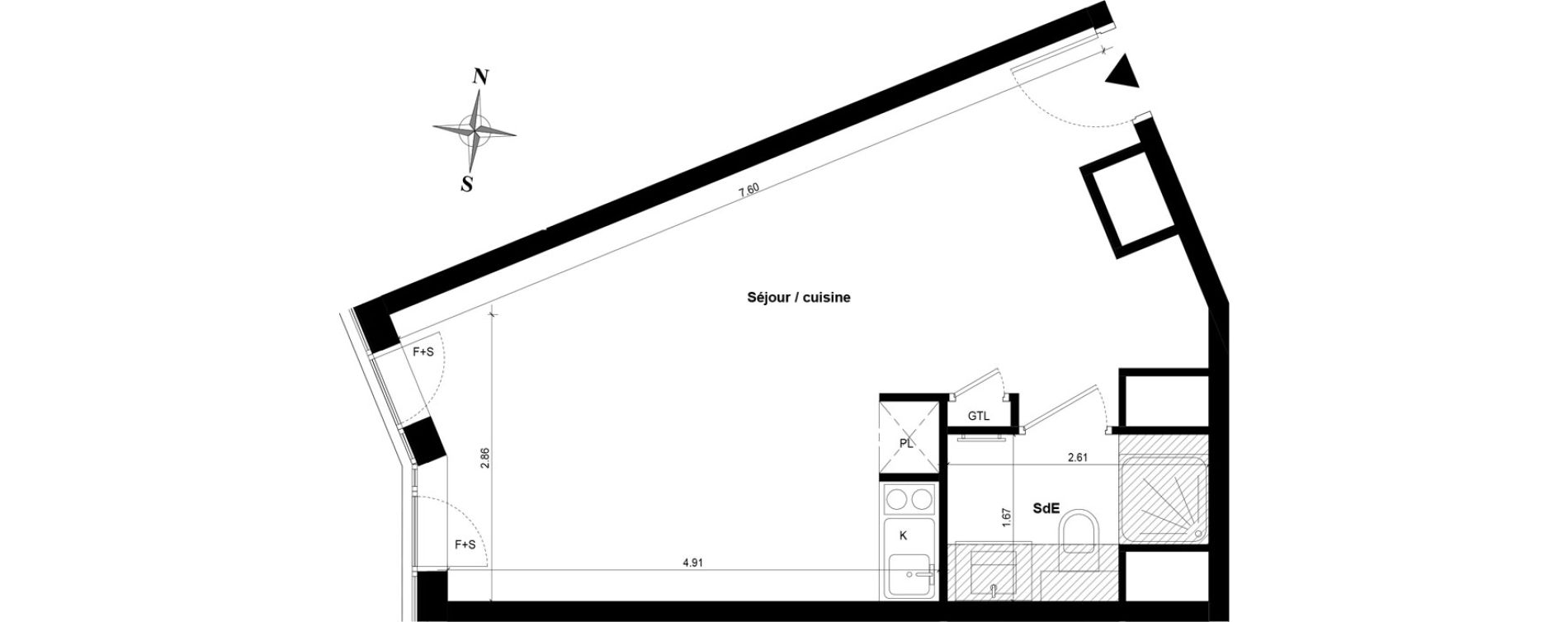 Appartement T1 bis de 31,61 m2 &agrave; Guyancourt Centre