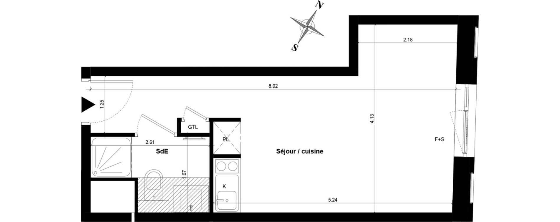 Appartement T1 de 24,88 m2 &agrave; Guyancourt Centre