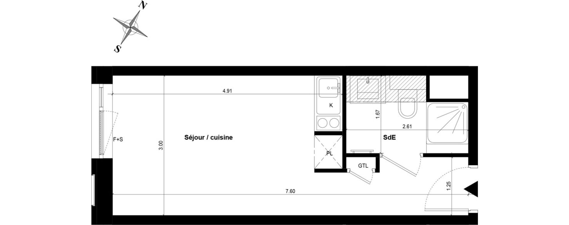 Appartement T1 de 21,59 m2 &agrave; Guyancourt Centre