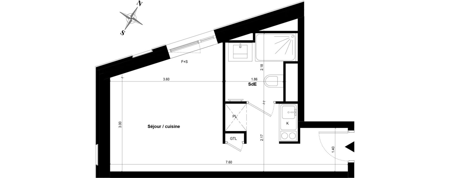 Appartement T1 de 24,10 m2 &agrave; Guyancourt Centre