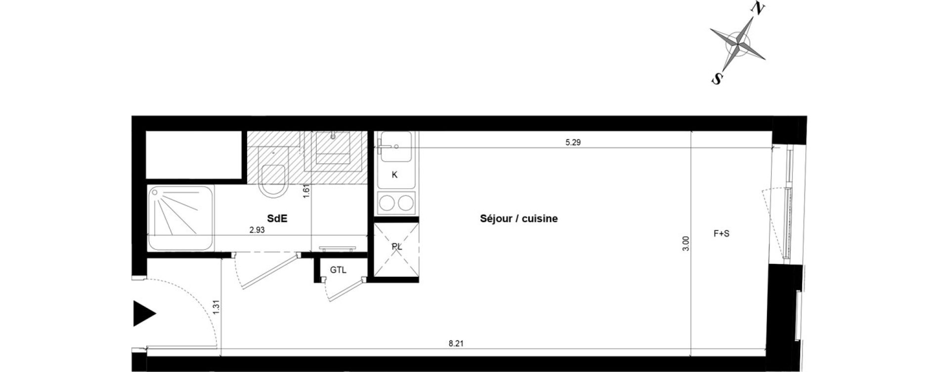 Appartement T1 de 23,10 m2 &agrave; Guyancourt Centre
