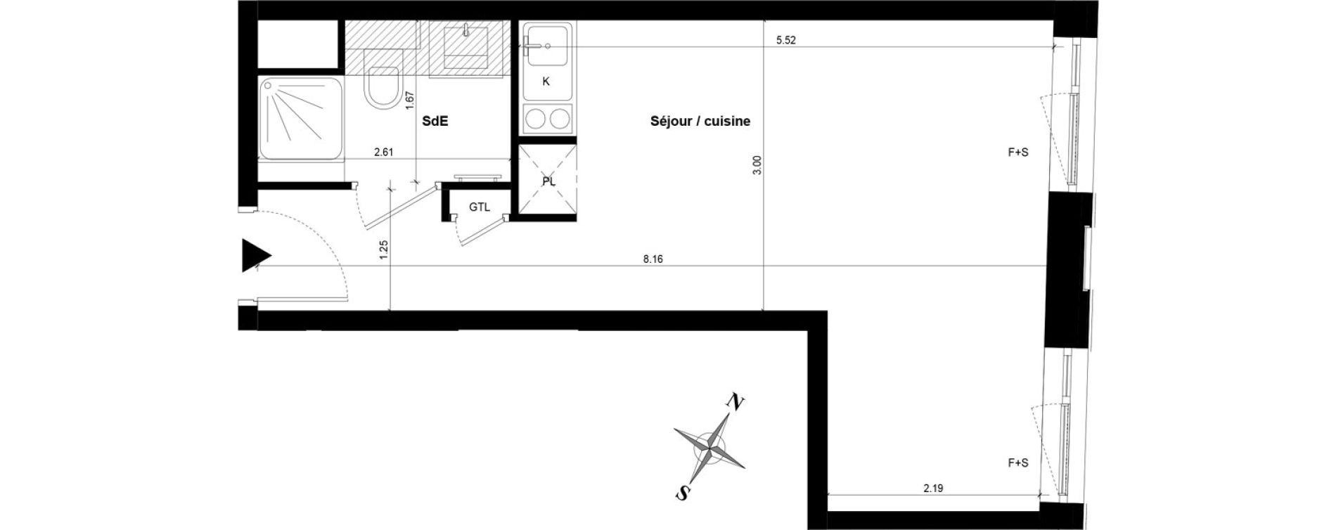 Appartement T1 bis de 27,87 m2 &agrave; Guyancourt Centre