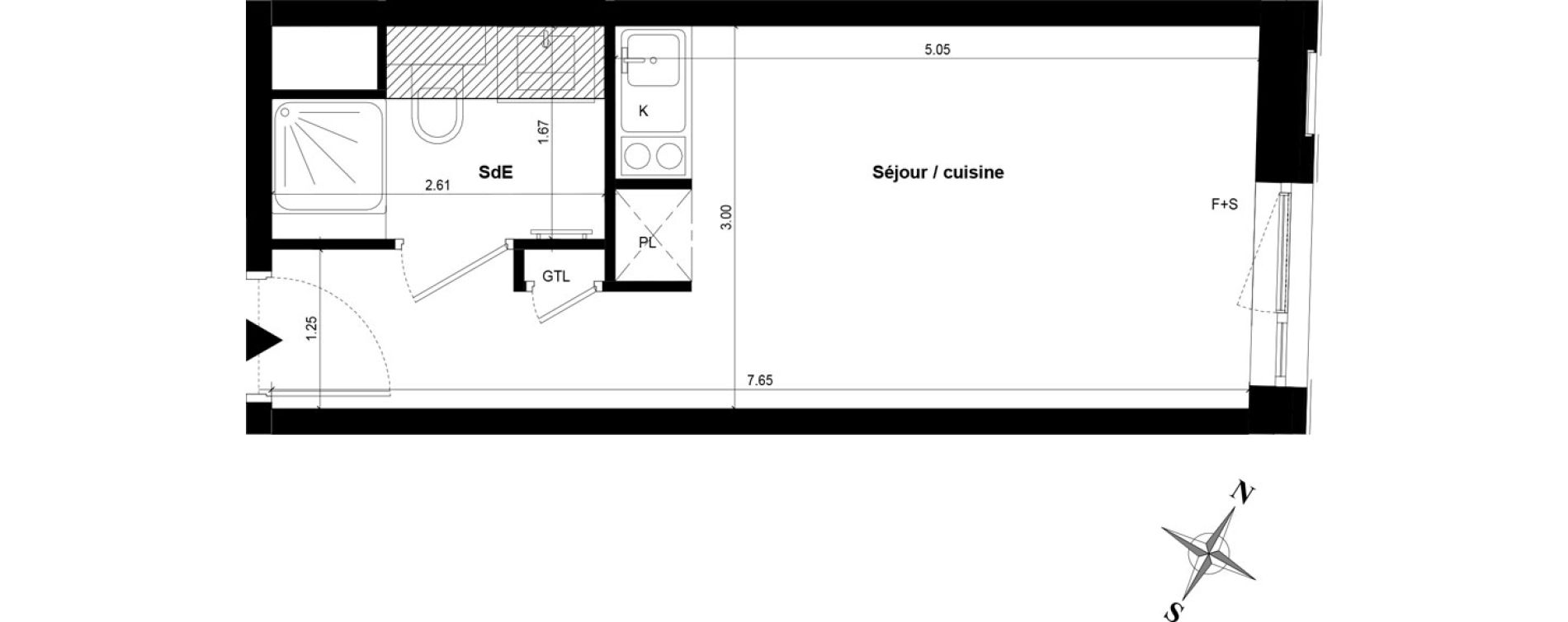 Appartement T1 de 21,88 m2 &agrave; Guyancourt Centre