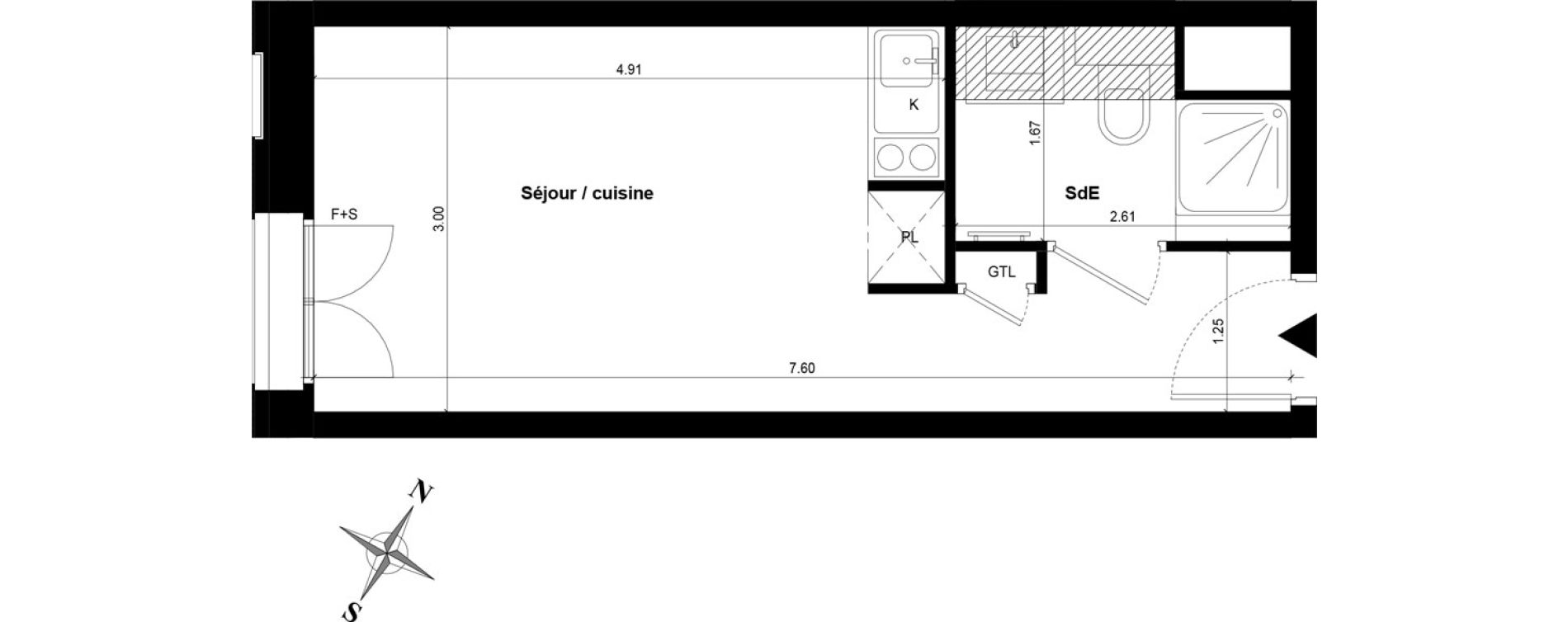 Appartement T1 de 21,59 m2 &agrave; Guyancourt Centre