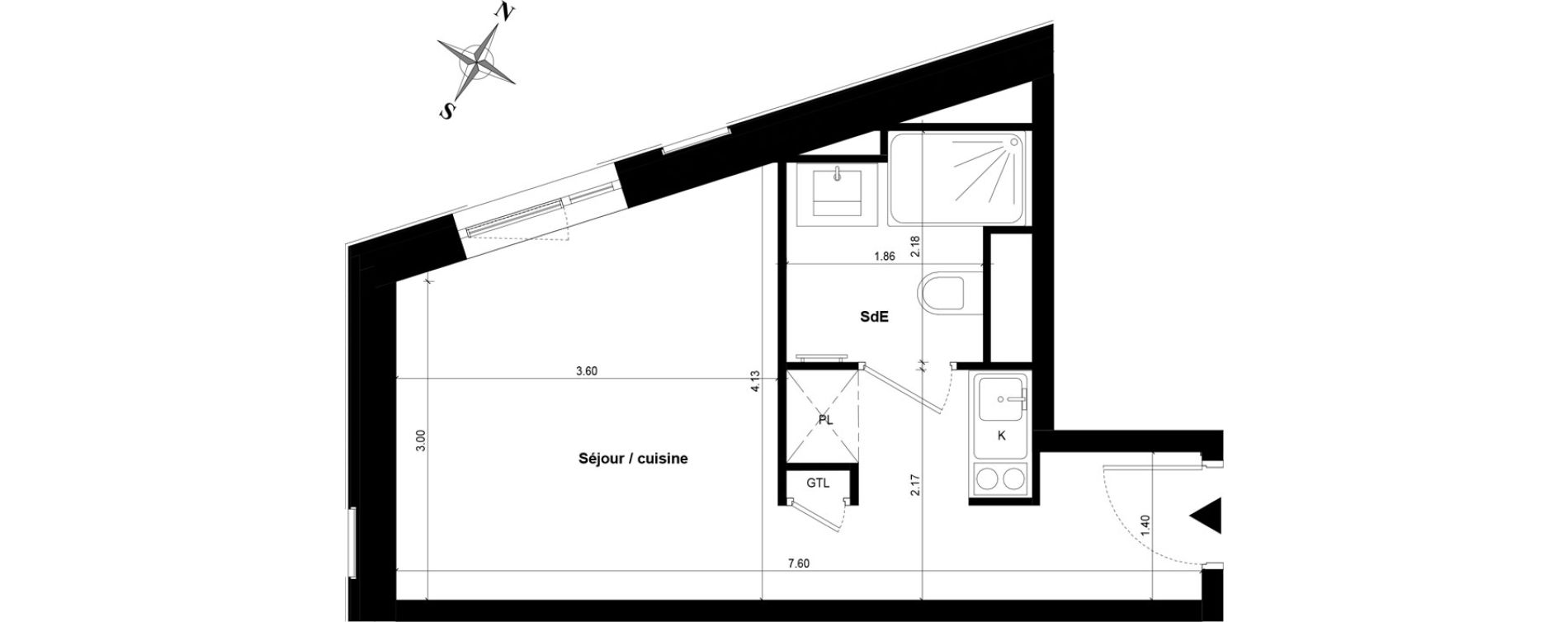 Appartement T1 de 24,10 m2 &agrave; Guyancourt Centre