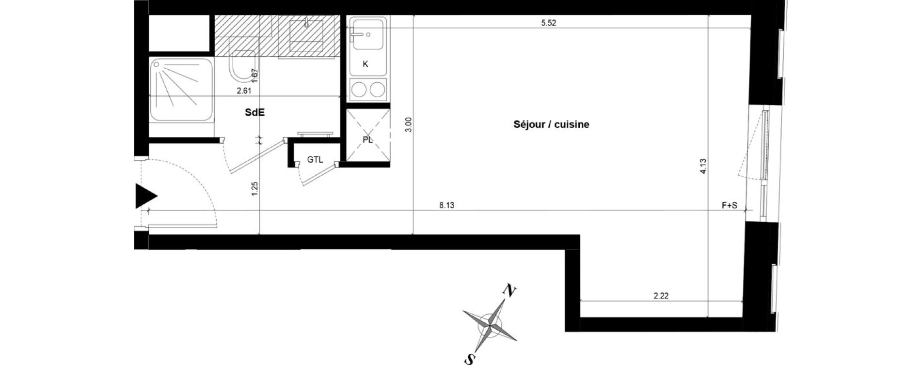 Appartement T1 de 25,79 m2 &agrave; Guyancourt Centre