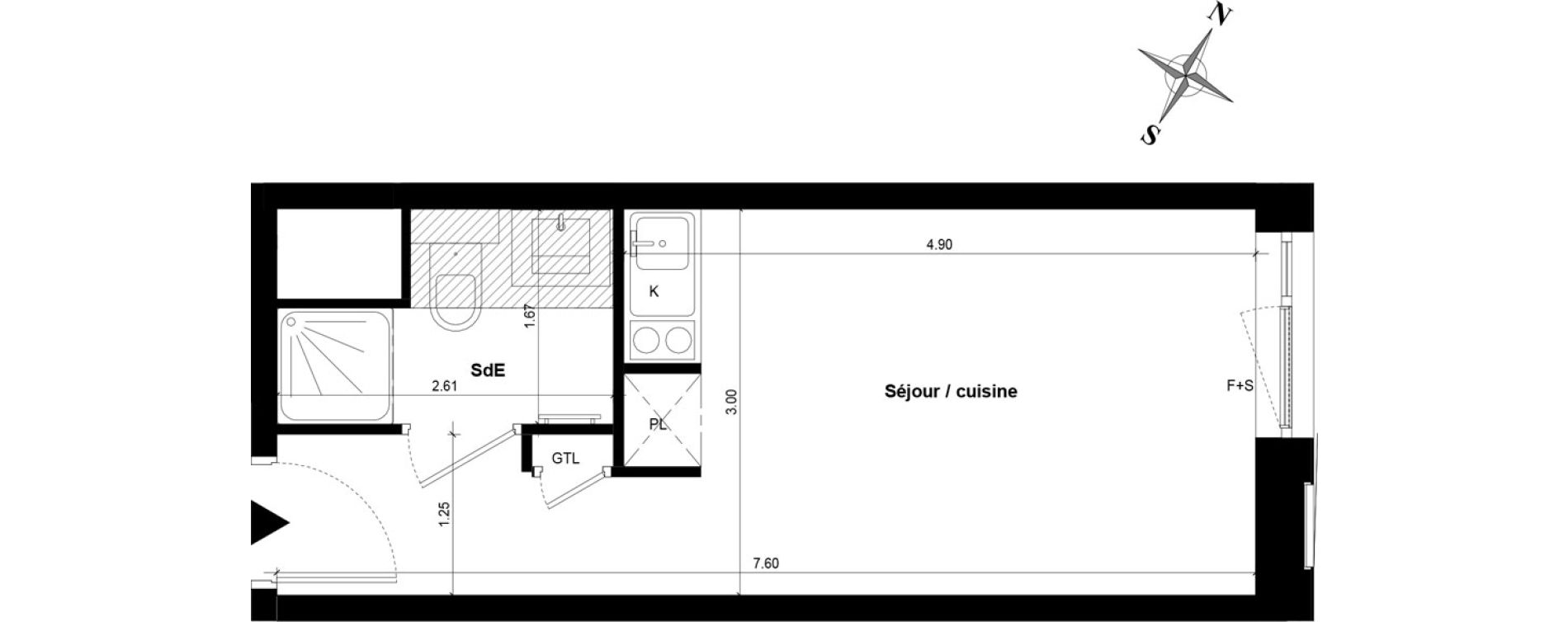 Appartement T1 de 21,28 m2 &agrave; Guyancourt Centre