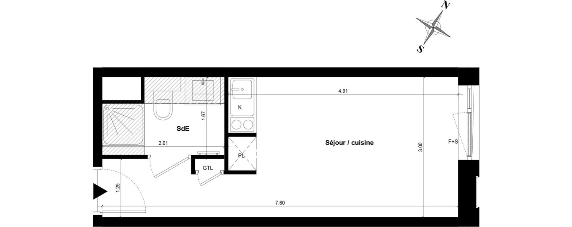 Appartement T1 de 21,58 m2 &agrave; Guyancourt Centre