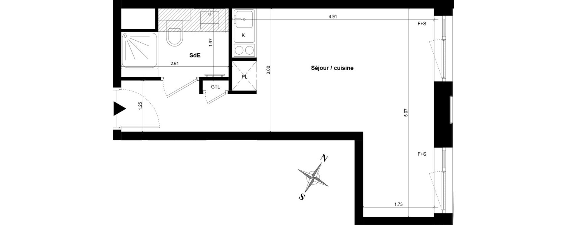 Appartement T1 de 25,15 m2 &agrave; Guyancourt Centre