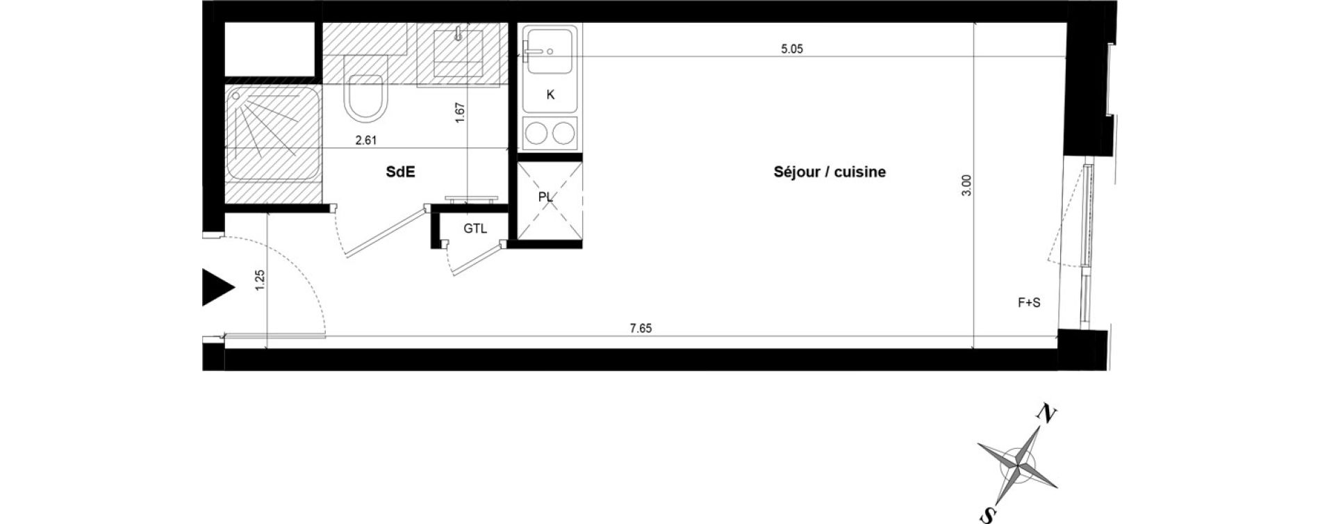 Appartement T1 de 21,88 m2 &agrave; Guyancourt Centre