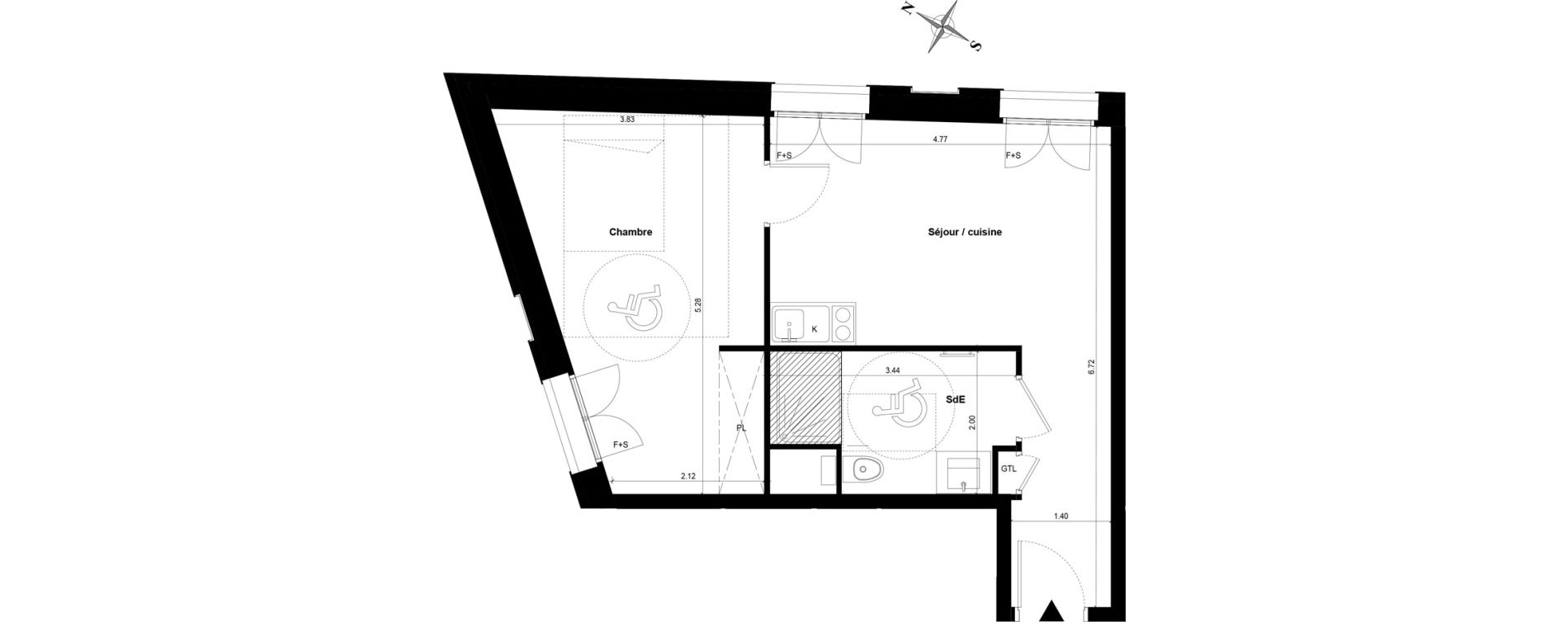Appartement T2 de 41,46 m2 &agrave; Guyancourt Centre