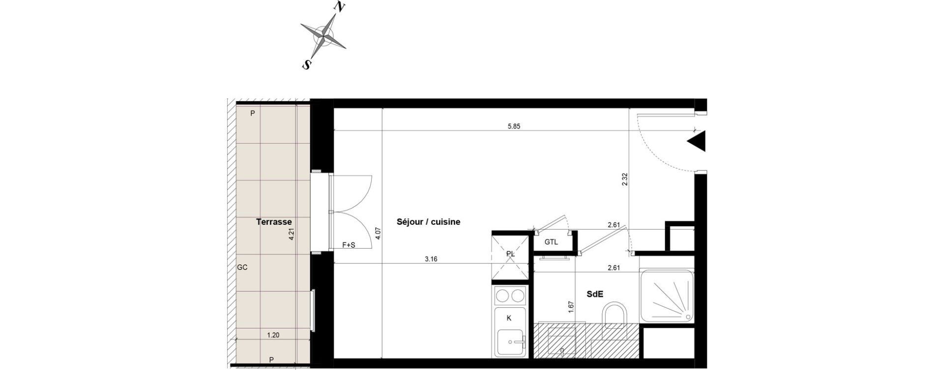 Appartement T1 de 22,36 m2 &agrave; Guyancourt Centre
