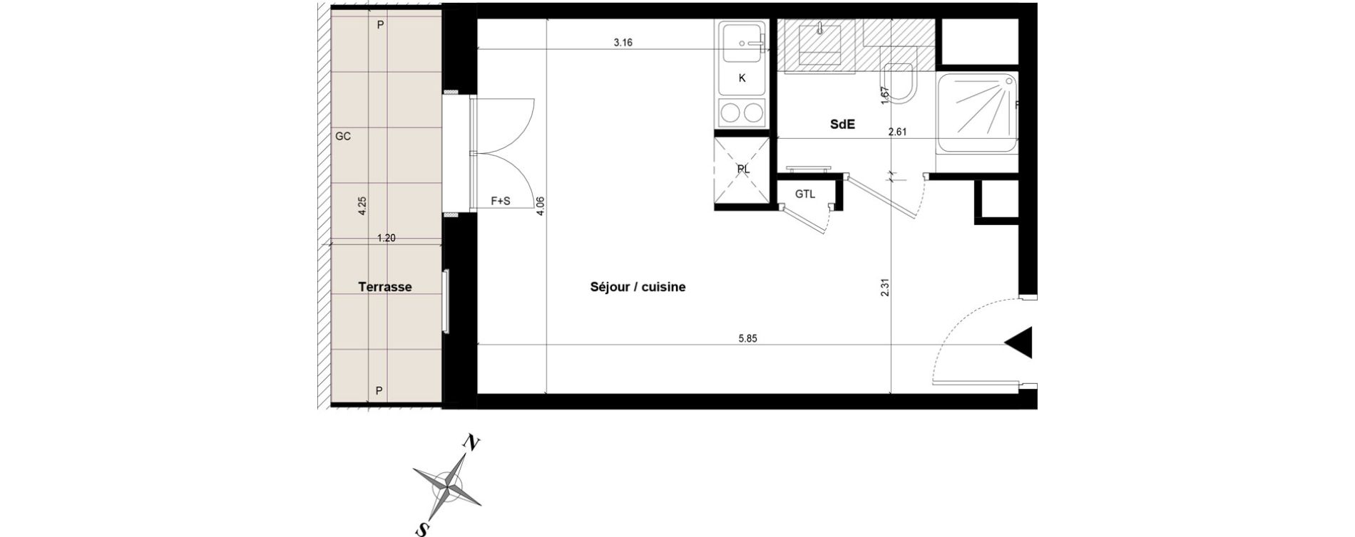 Appartement T1 de 22,31 m2 &agrave; Guyancourt Centre