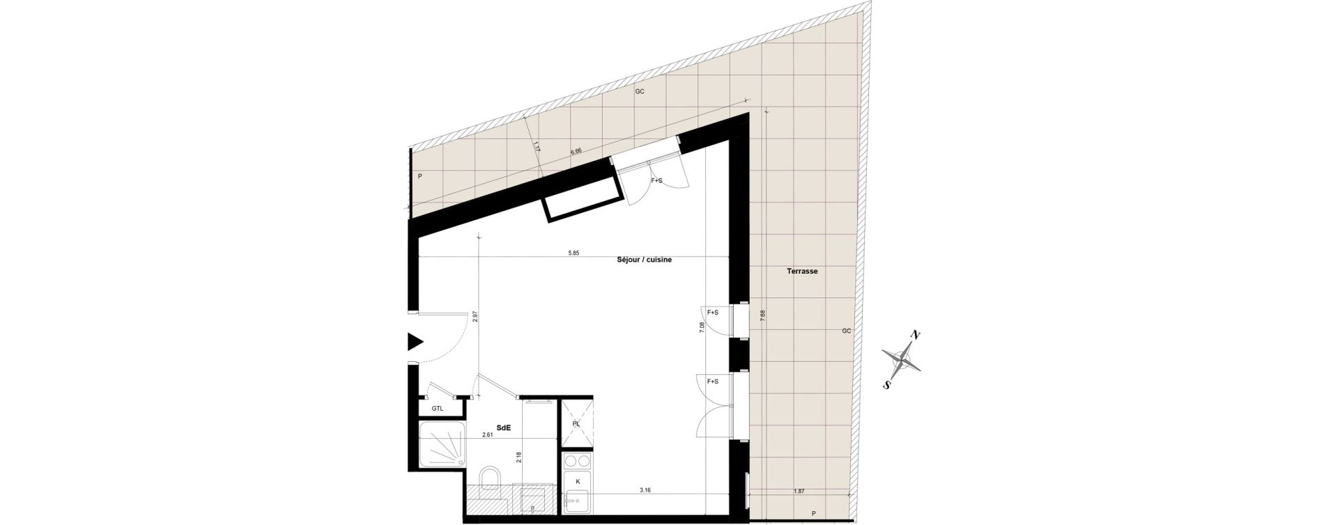 Appartement T1 bis de 33,63 m2 &agrave; Guyancourt Centre