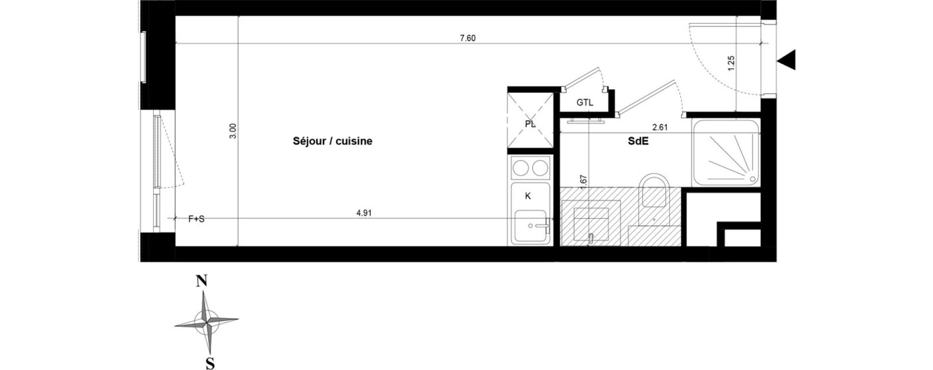 Appartement T1 de 21,30 m2 &agrave; Guyancourt Centre
