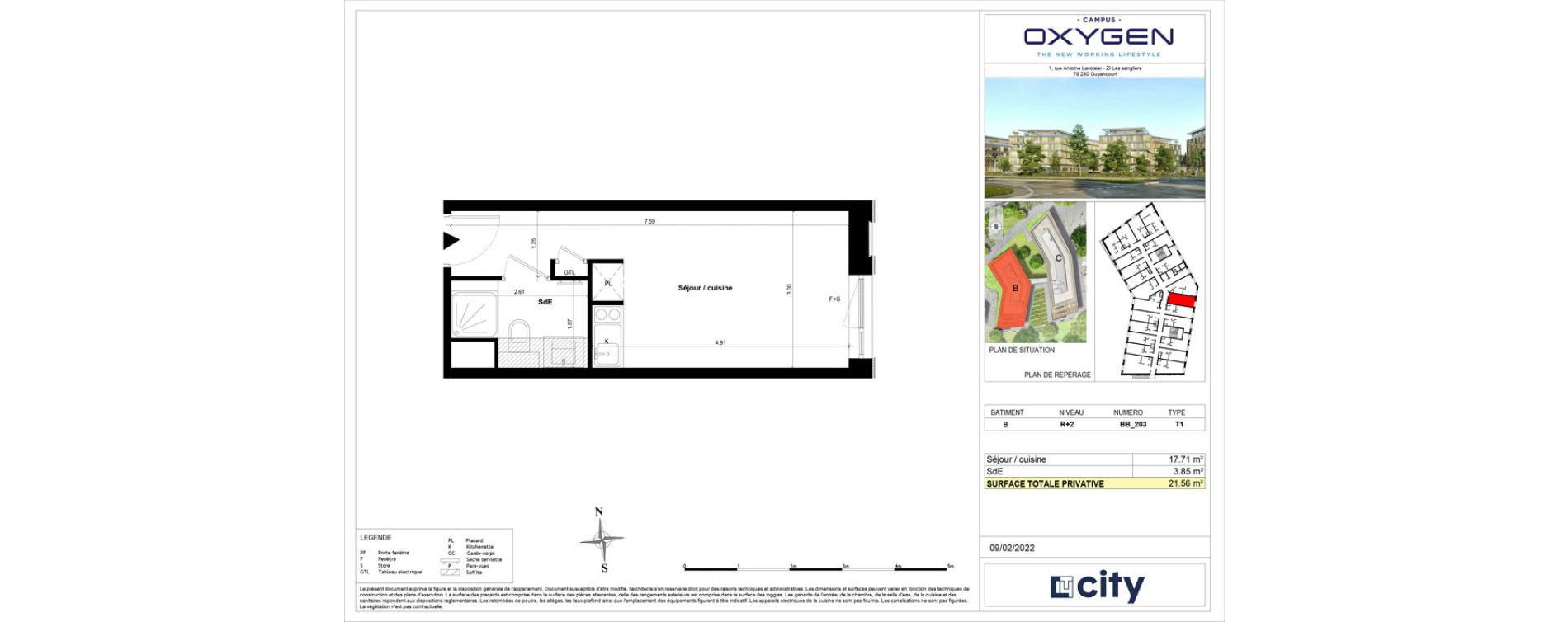 Appartement T1 de 21,56 m2 &agrave; Guyancourt Centre