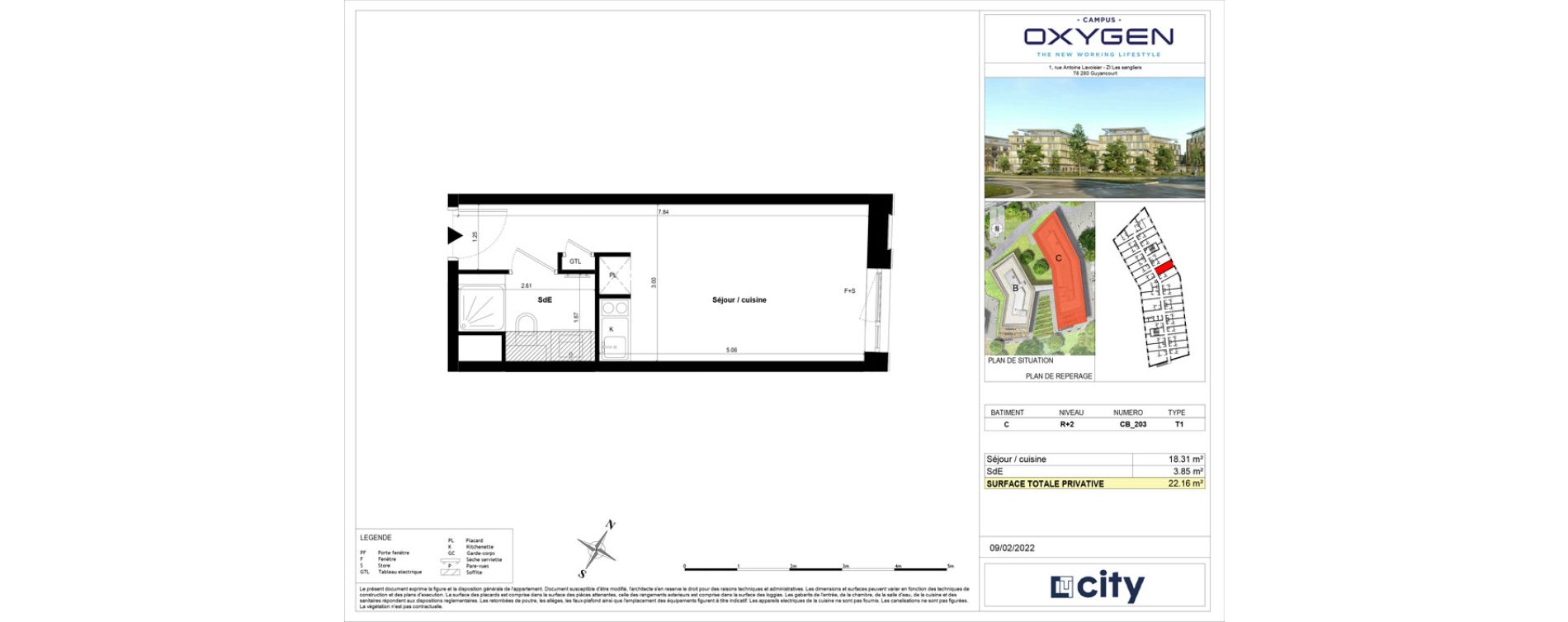 Appartement T1 de 22,16 m2 &agrave; Guyancourt Centre