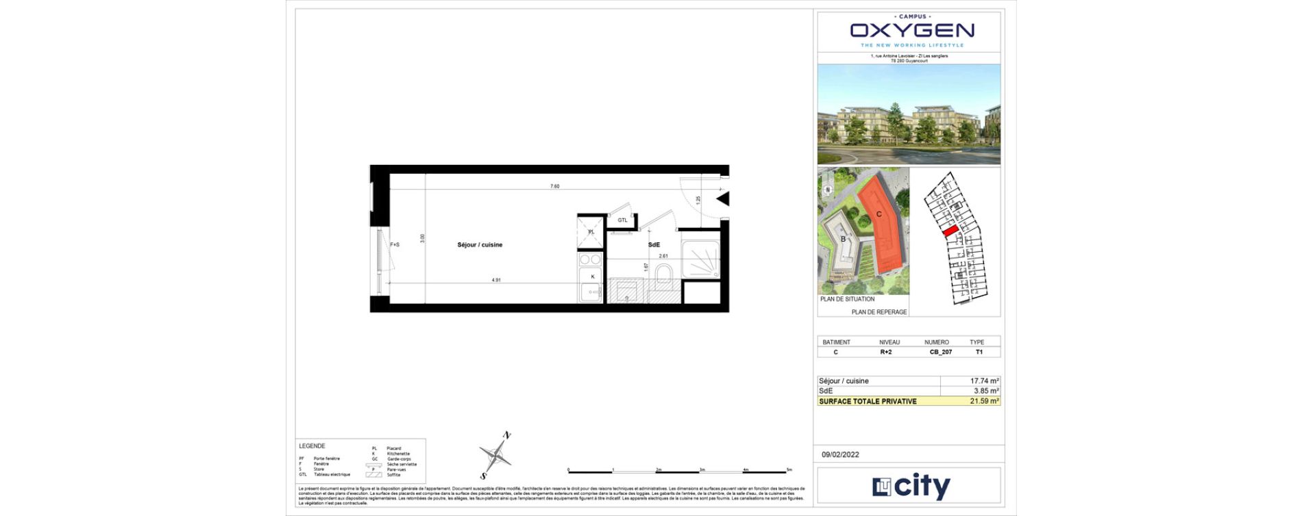 Appartement T1 de 21,59 m2 &agrave; Guyancourt Centre