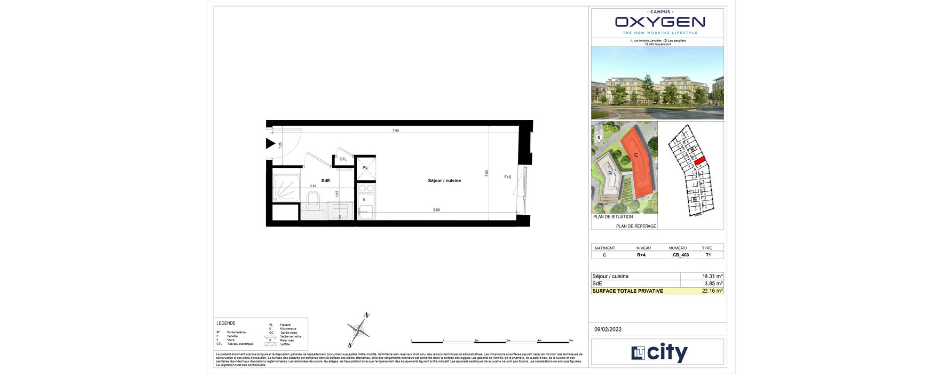 Appartement T1 de 22,16 m2 &agrave; Guyancourt Centre