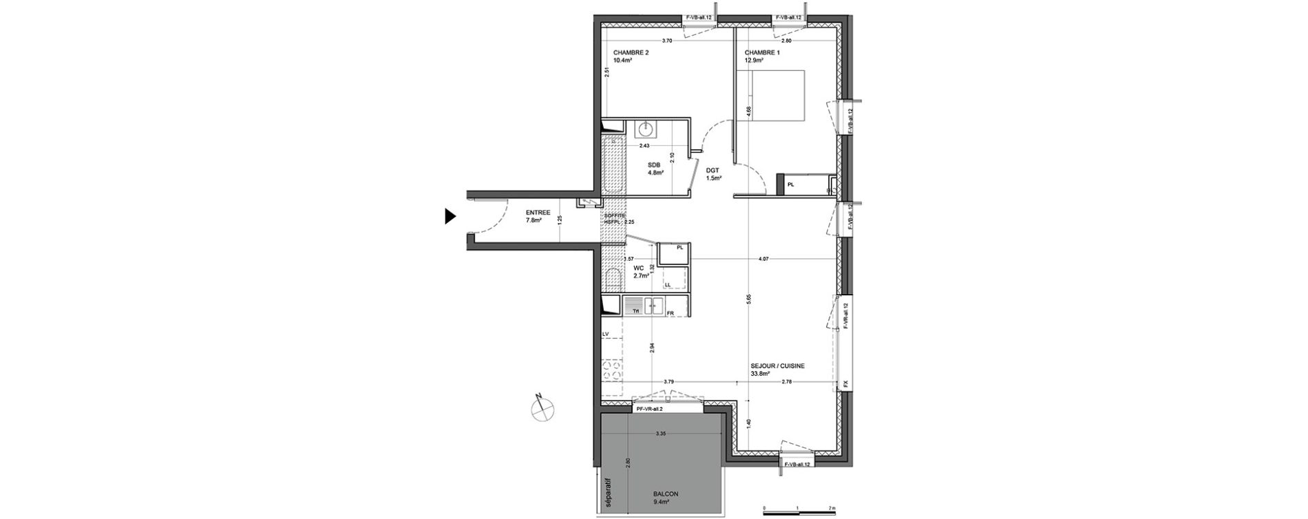 Appartement T3 de 73,90 m2 &agrave; Guyancourt Centre