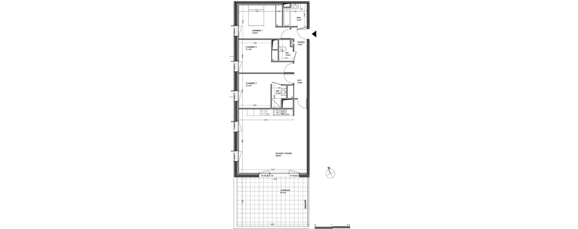 Appartement T4 de 91,80 m2 &agrave; Guyancourt Centre