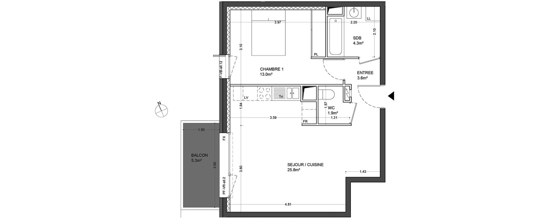 Appartement T2 de 48,70 m2 &agrave; Guyancourt Centre