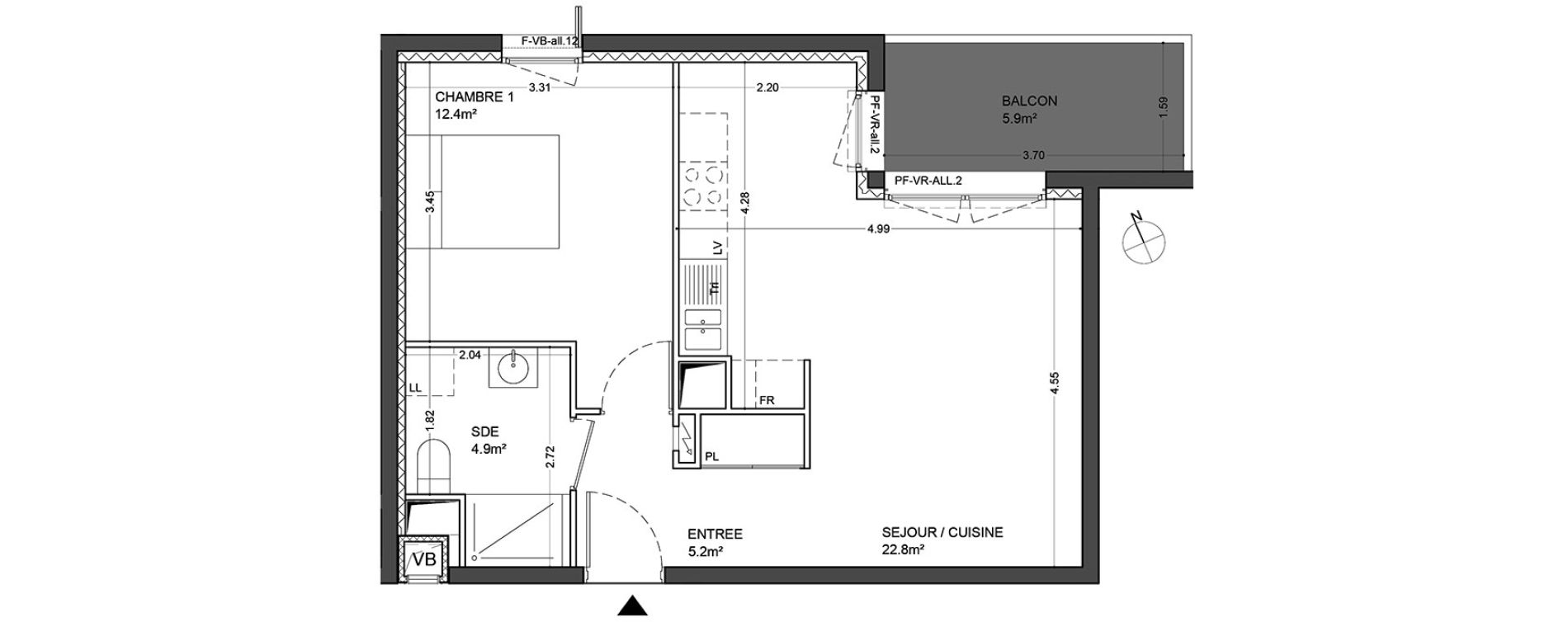 Appartement T2 de 45,30 m2 &agrave; Guyancourt Centre
