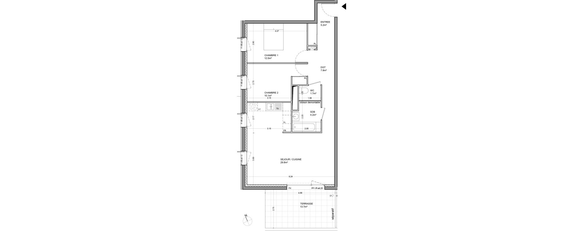 Appartement T3 de 70,70 m2 &agrave; Guyancourt Centre