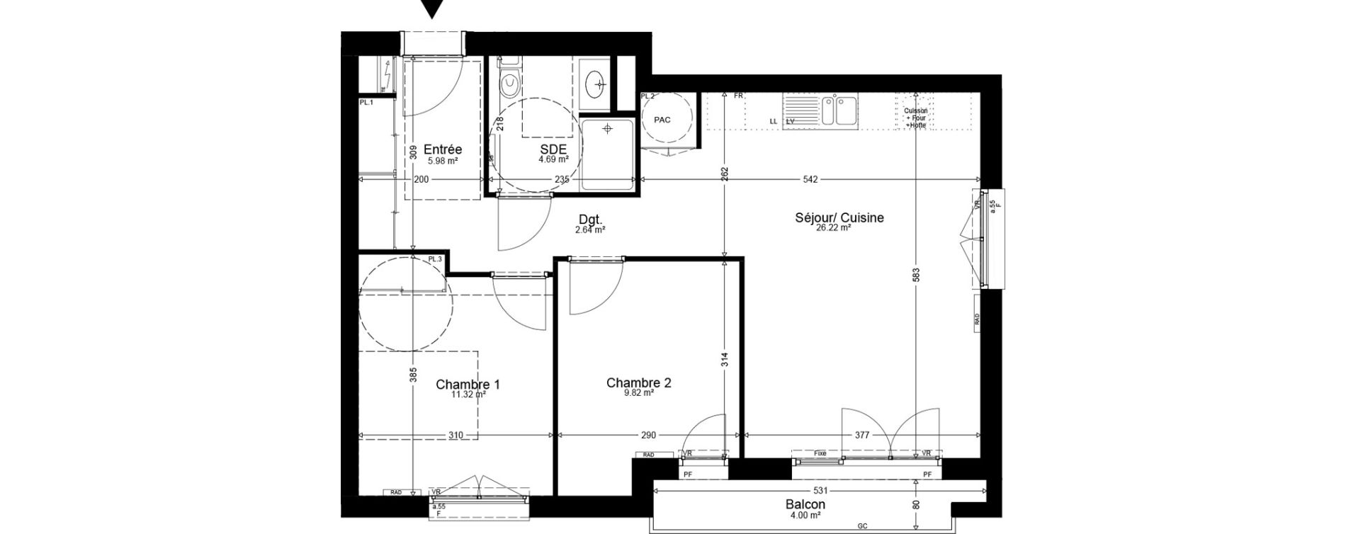 Appartement T3 de 60,67 m2 &agrave; Hardricourt Centre