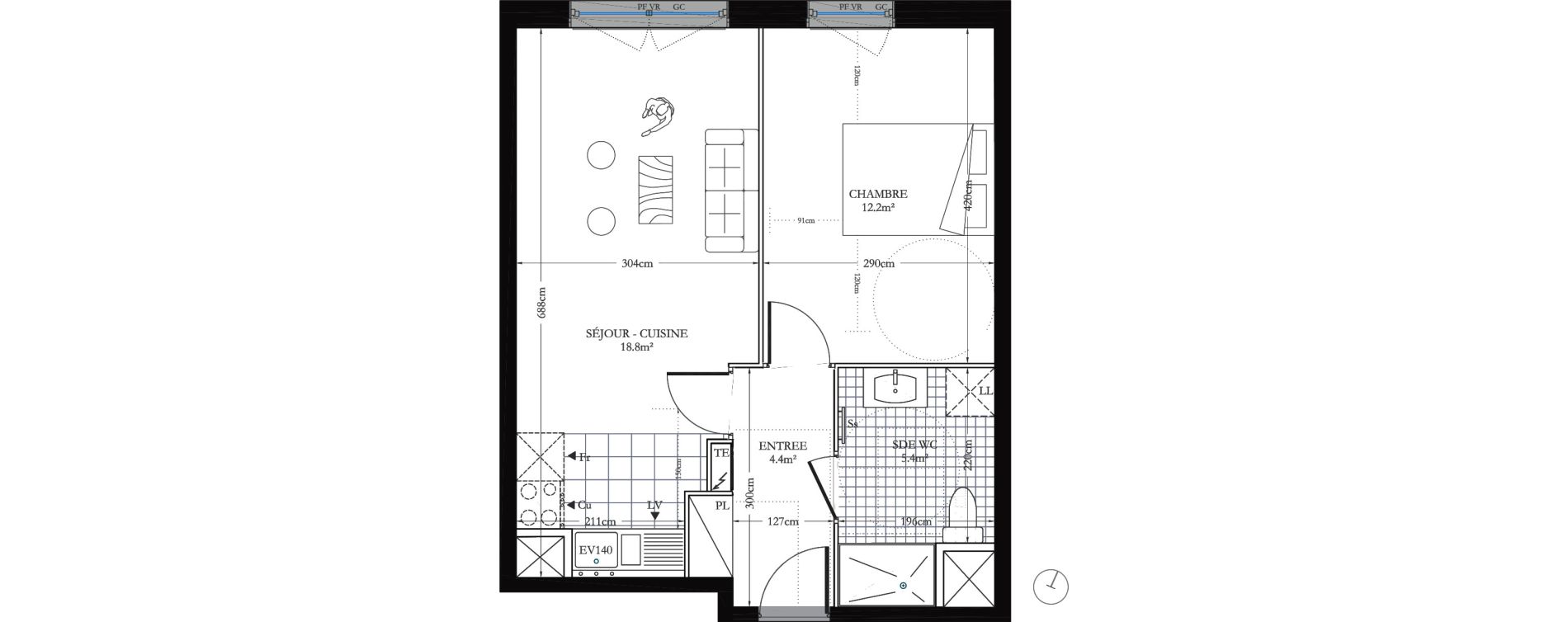 Appartement T2 de 40,80 m2 &agrave; Houilles Ovillois