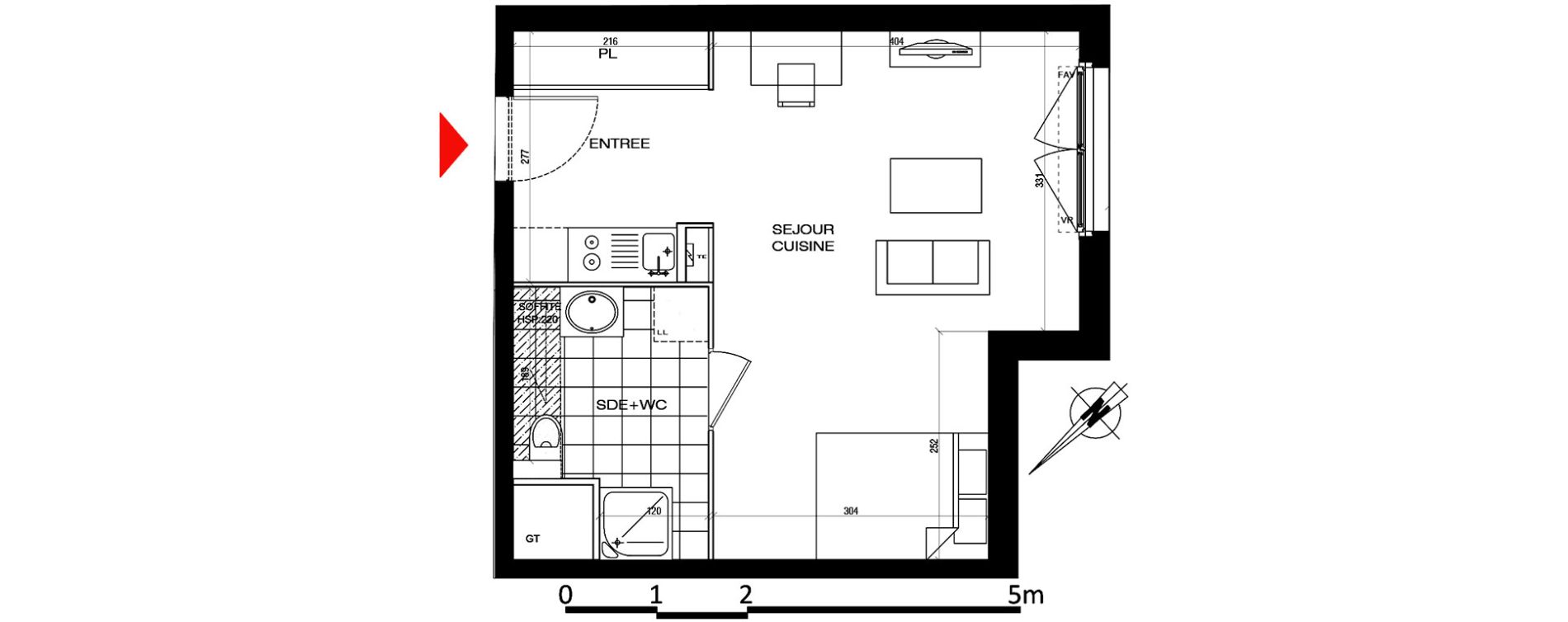 Appartement T1 de 32,37 m2 &agrave; Houilles Centre