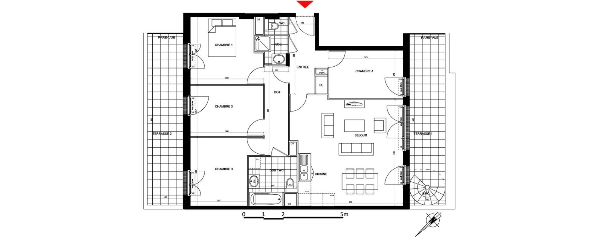Appartement T5 de 90,67 m2 &agrave; Houilles Centre