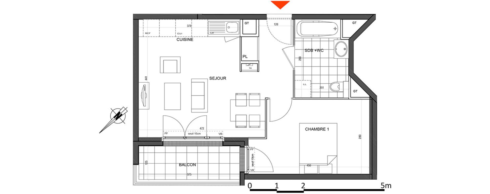 Appartement T2 de 40,24 m2 &agrave; Houilles Centre