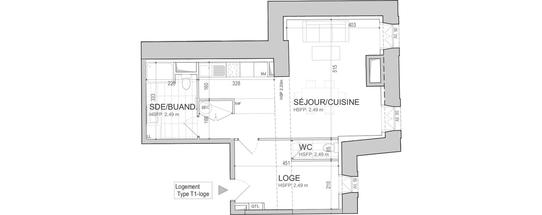 Appartement T1 de 51,76 m2 &agrave; Jouars-Pontchartrain Centre