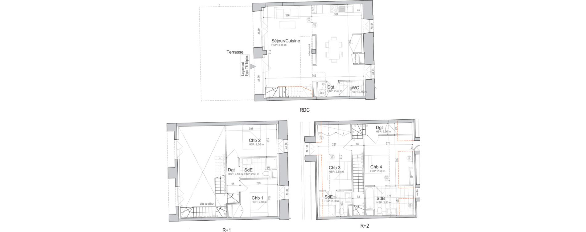 Triplex T5 de 111,68 m2 &agrave; Jouars-Pontchartrain Centre