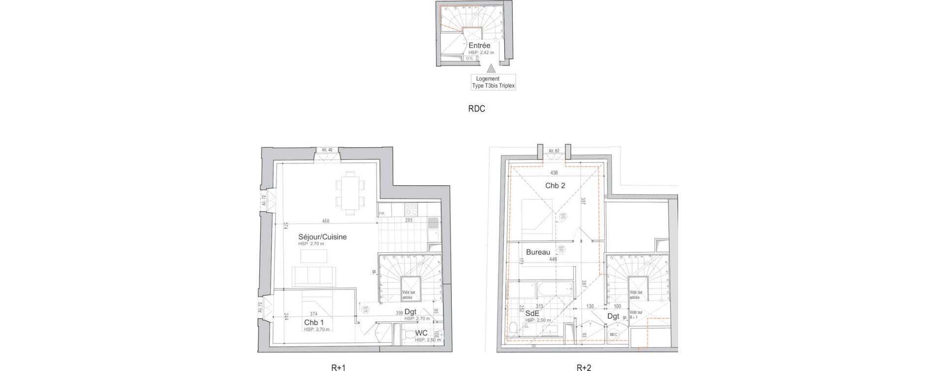 Triplex T3 de 86,58 m2 &agrave; Jouars-Pontchartrain Centre