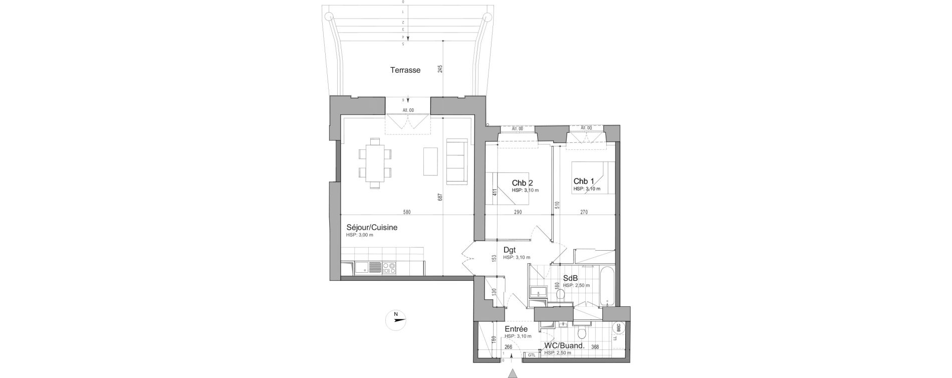 Appartement T3 de 89,78 m2 &agrave; Jouars-Pontchartrain Centre