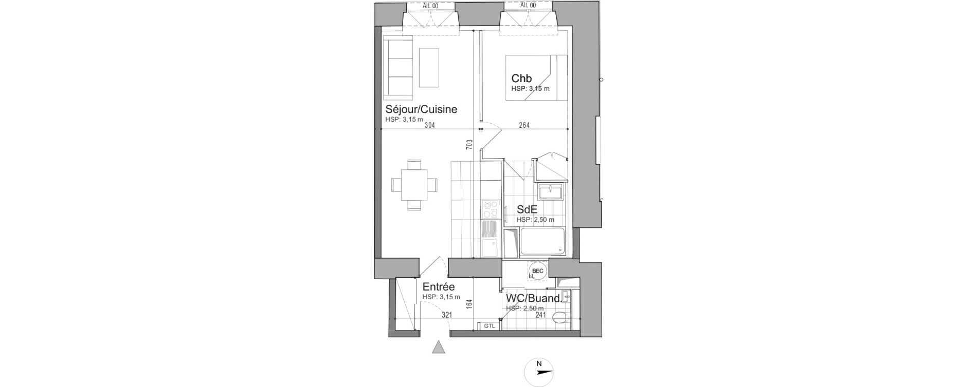 Appartement T2 de 49,79 m2 &agrave; Jouars-Pontchartrain Centre