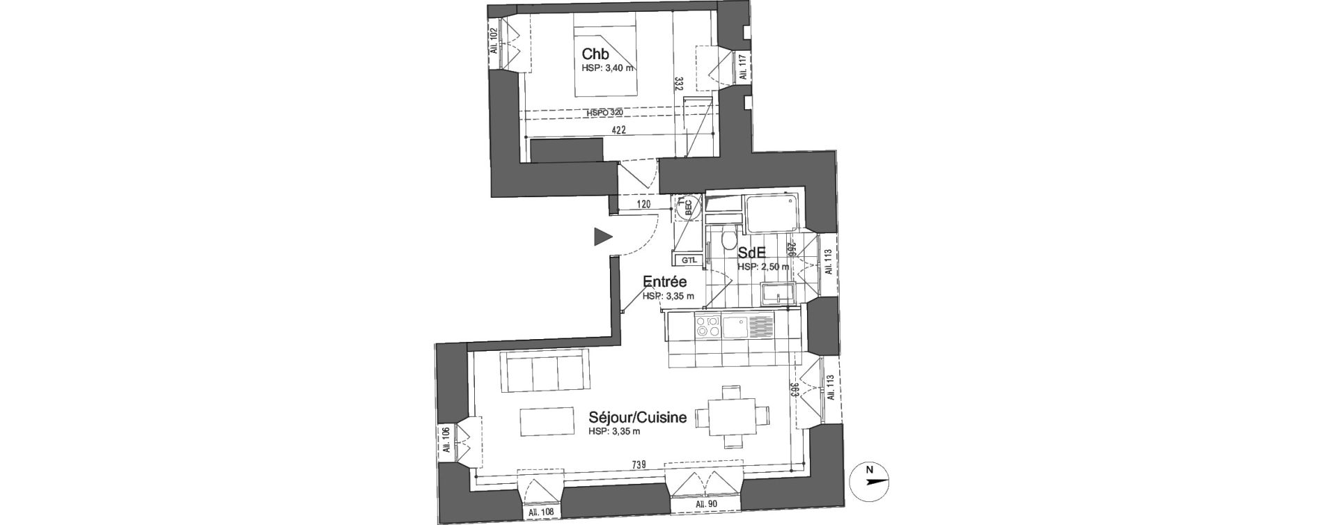 Appartement T2 de 48,50 m2 &agrave; Jouars-Pontchartrain Centre