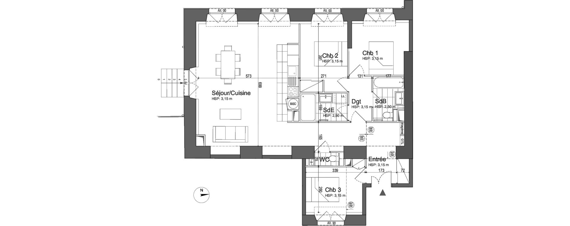 Appartement T4 de 99,98 m2 &agrave; Jouars-Pontchartrain Centre