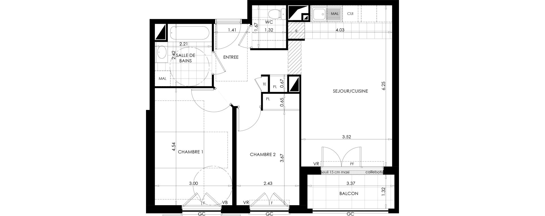 Appartement T3 de 59,79 m2 &agrave; Jouars-Pontchartrain Centre