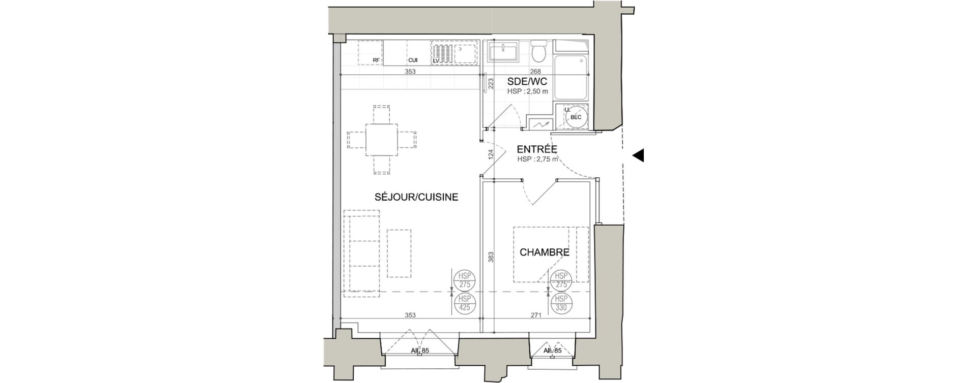 Appartement T2 de 45,13 m2 &agrave; Jouars-Pontchartrain Centre