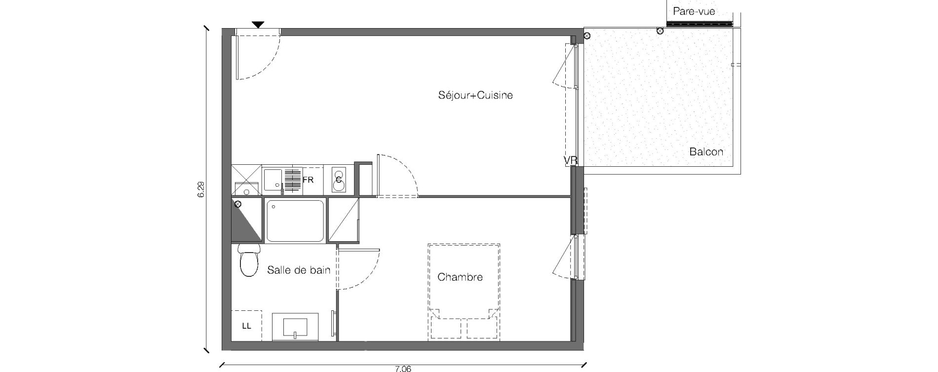 Appartement T2 de 38,18 m2 &agrave; Juziers Centre