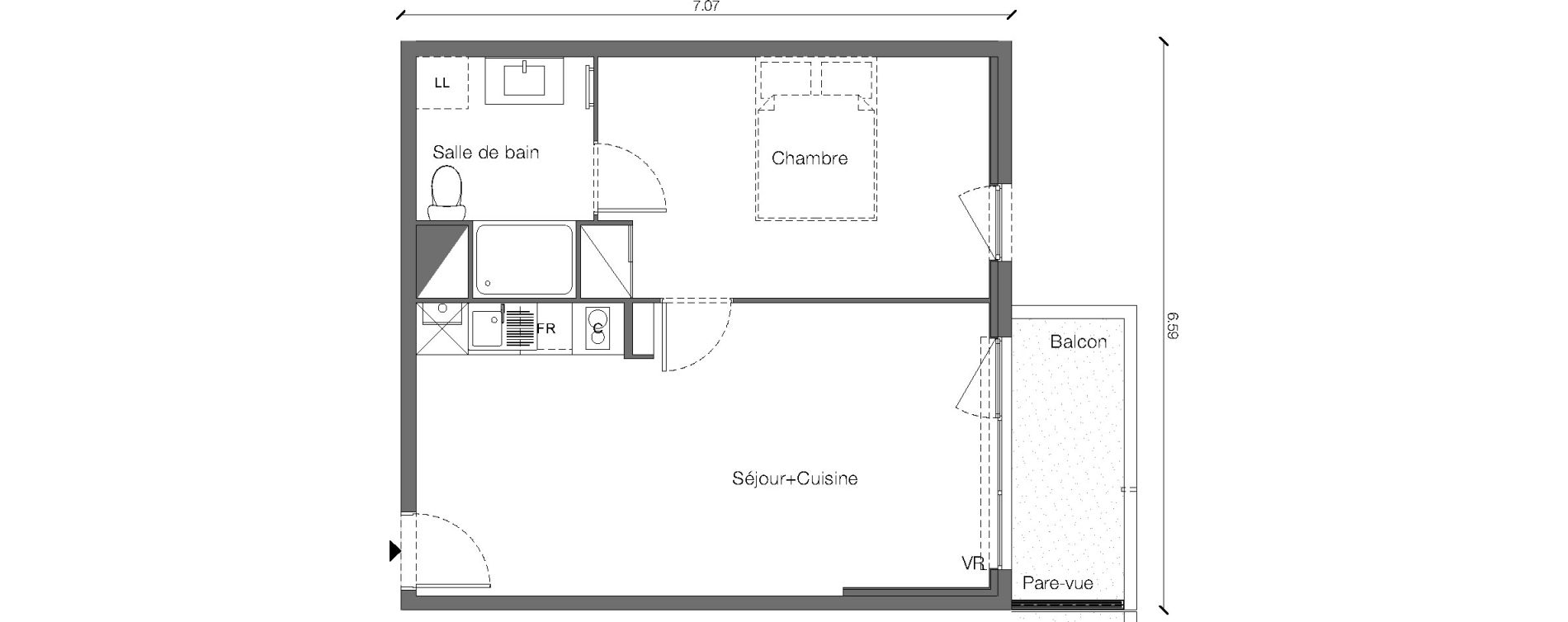 Appartement T2 de 39,96 m2 &agrave; Juziers Centre
