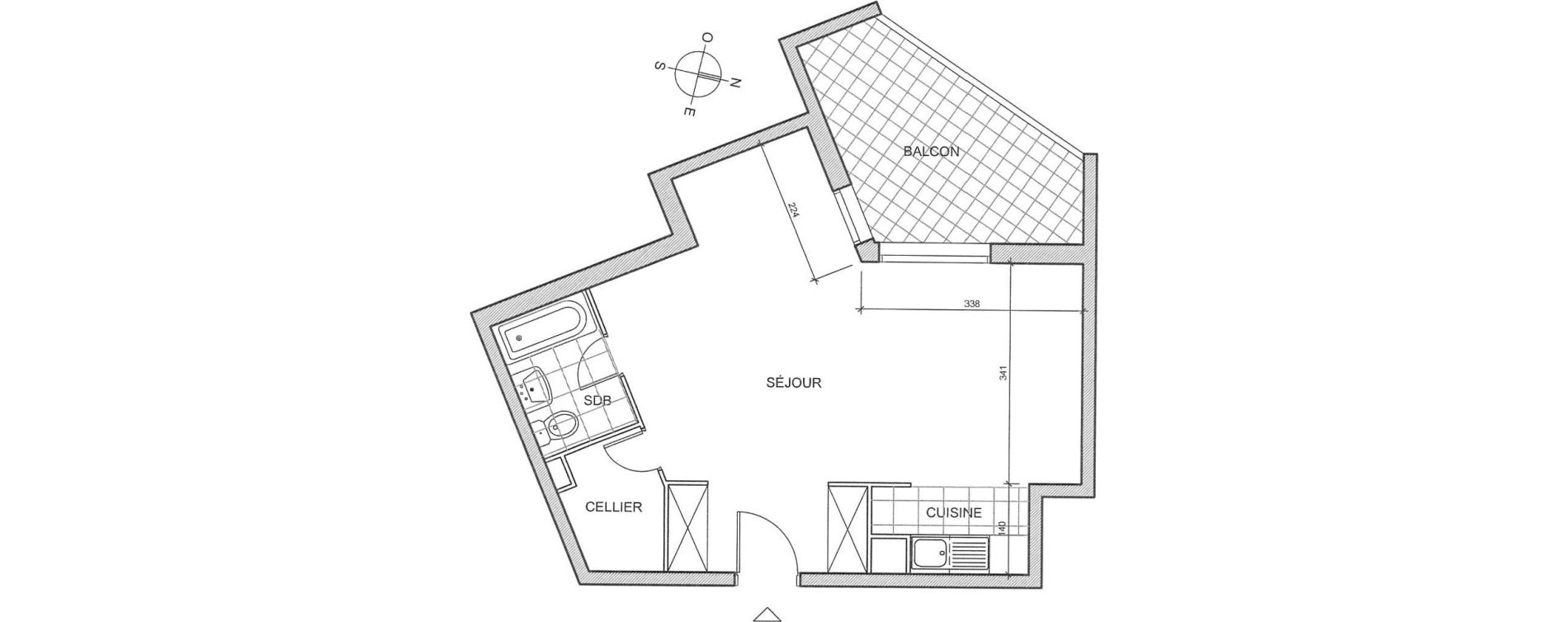 Appartement T1 de 41,79 m2 au Chesnay Porte saint-antoine