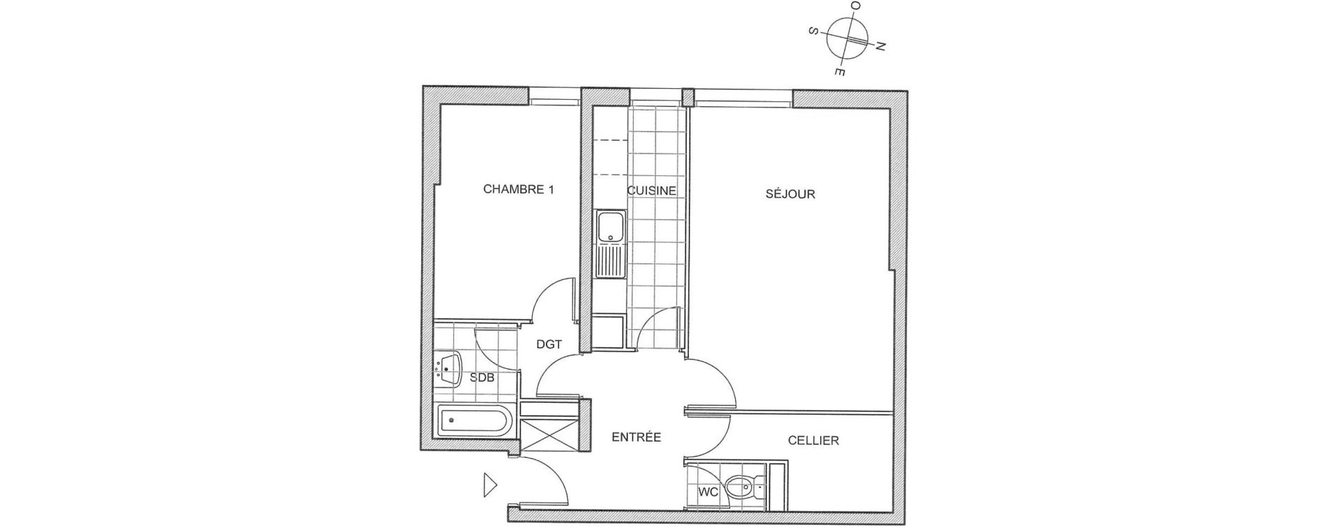 Appartement T2 de 51,22 m2 au Chesnay Porte saint-antoine